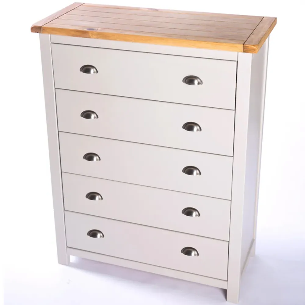 Argenta 5 Drawer Chest of Drawers - Grey, Pine