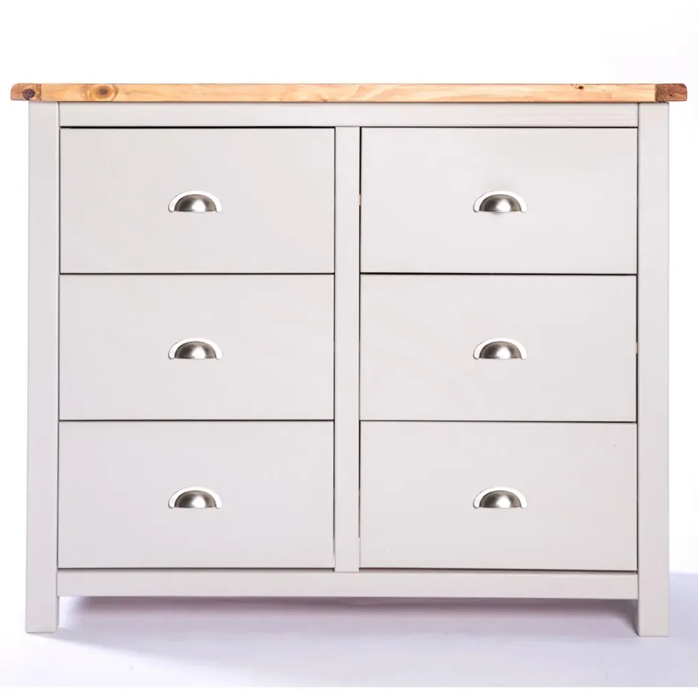 Argenta 6 Drawer Chest of Drawers - Grey, Pine