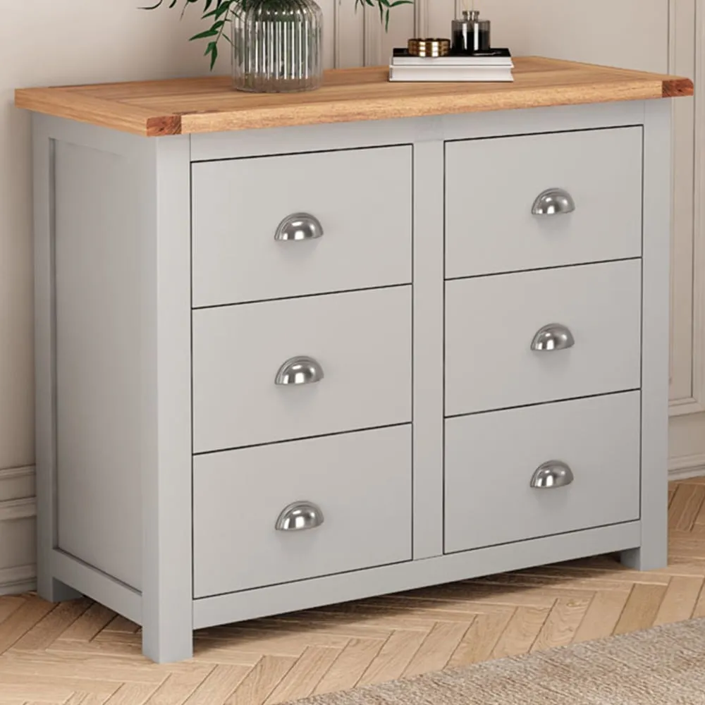Argenta 6 Drawer Chest of Drawers - Grey, Pine