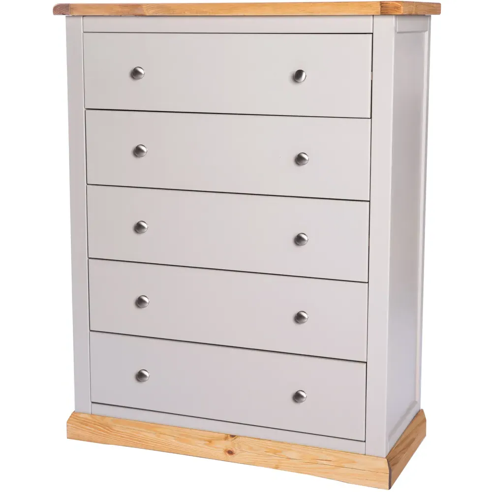 Bomporto 5 Drawer Chest of Drawers - Grey, Pine