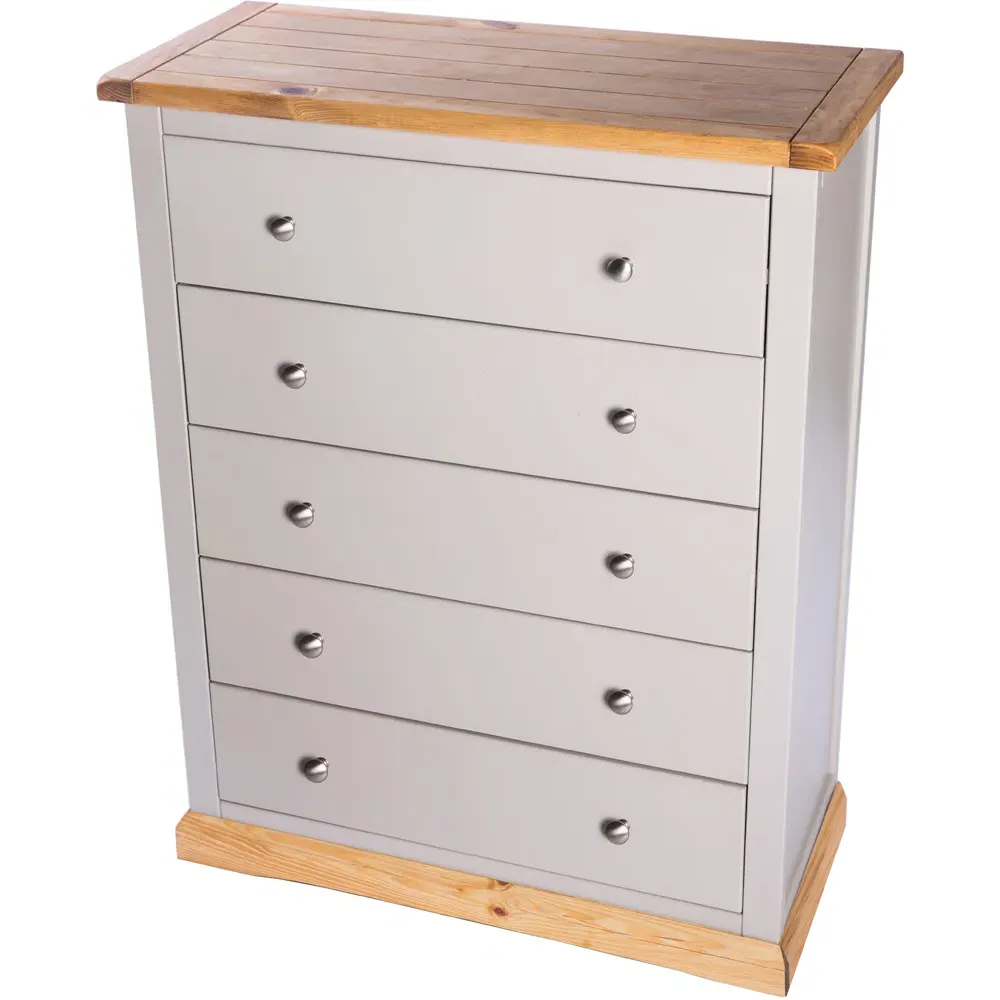 Bomporto 5 Drawer Chest of Drawers - Grey, Pine