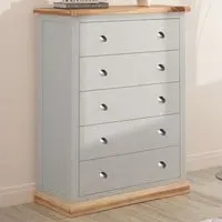 Bomporto 5 Drawer Chest of Drawers - Grey, Pine