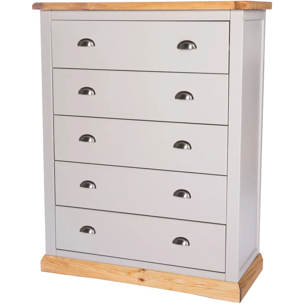 Bomporto 5 Drawer Chest of Drawers - Grey, Pine