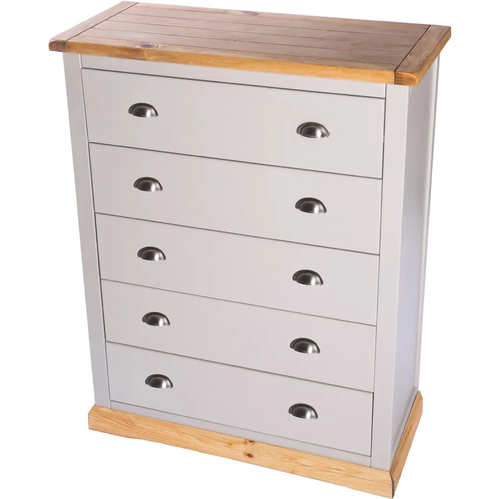 Bomporto 5 Drawer Chest of Drawers - Grey, Pine