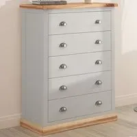 Bomporto 5 Drawer Chest of Drawers - Grey, Pine