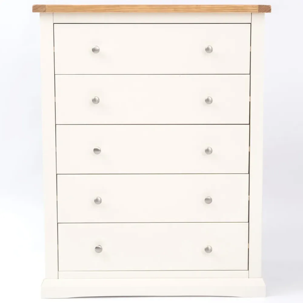 Castelli 5 Drawer Chest of Drawers - White, Pine