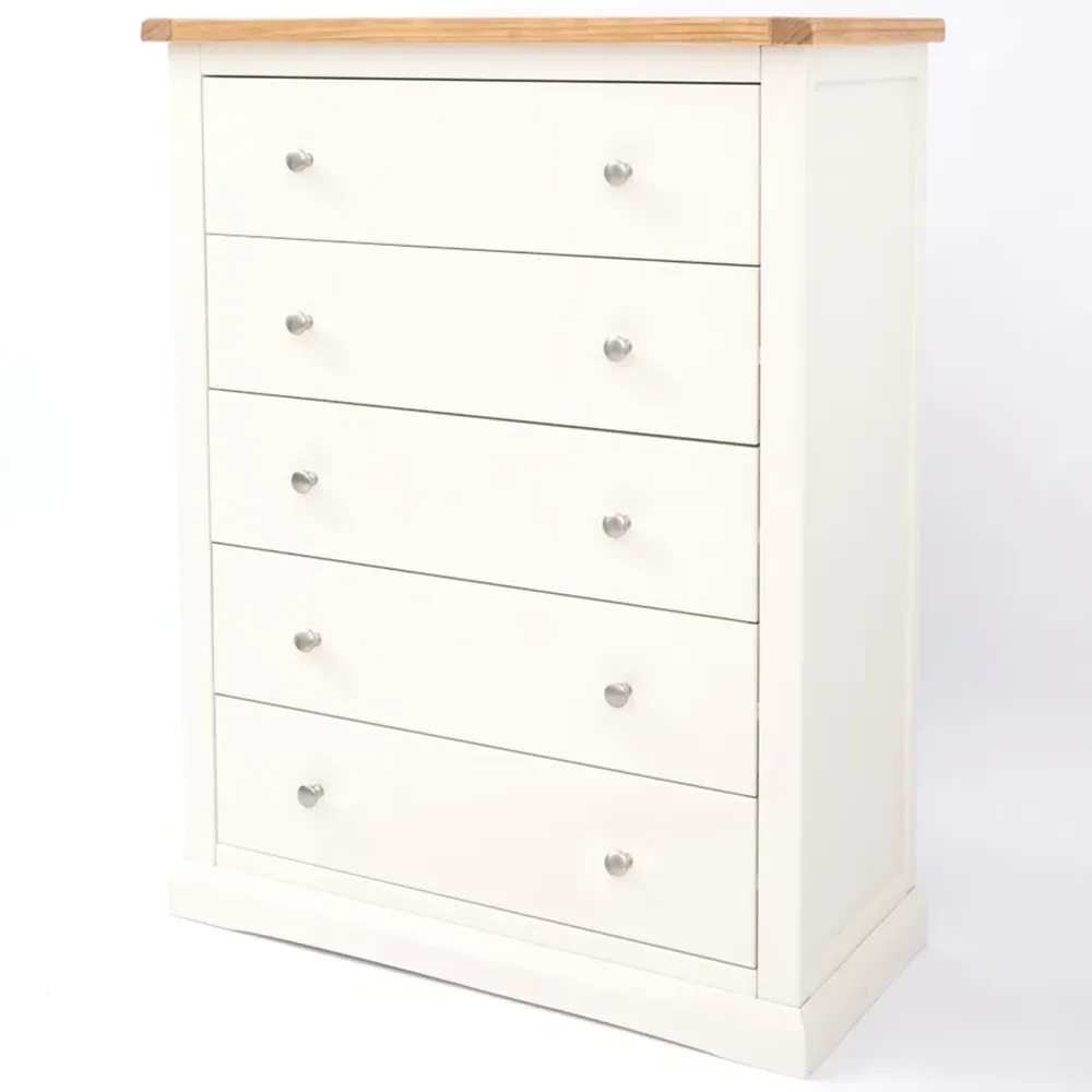 Castelli 5 Drawer Chest of Drawers - White, Pine