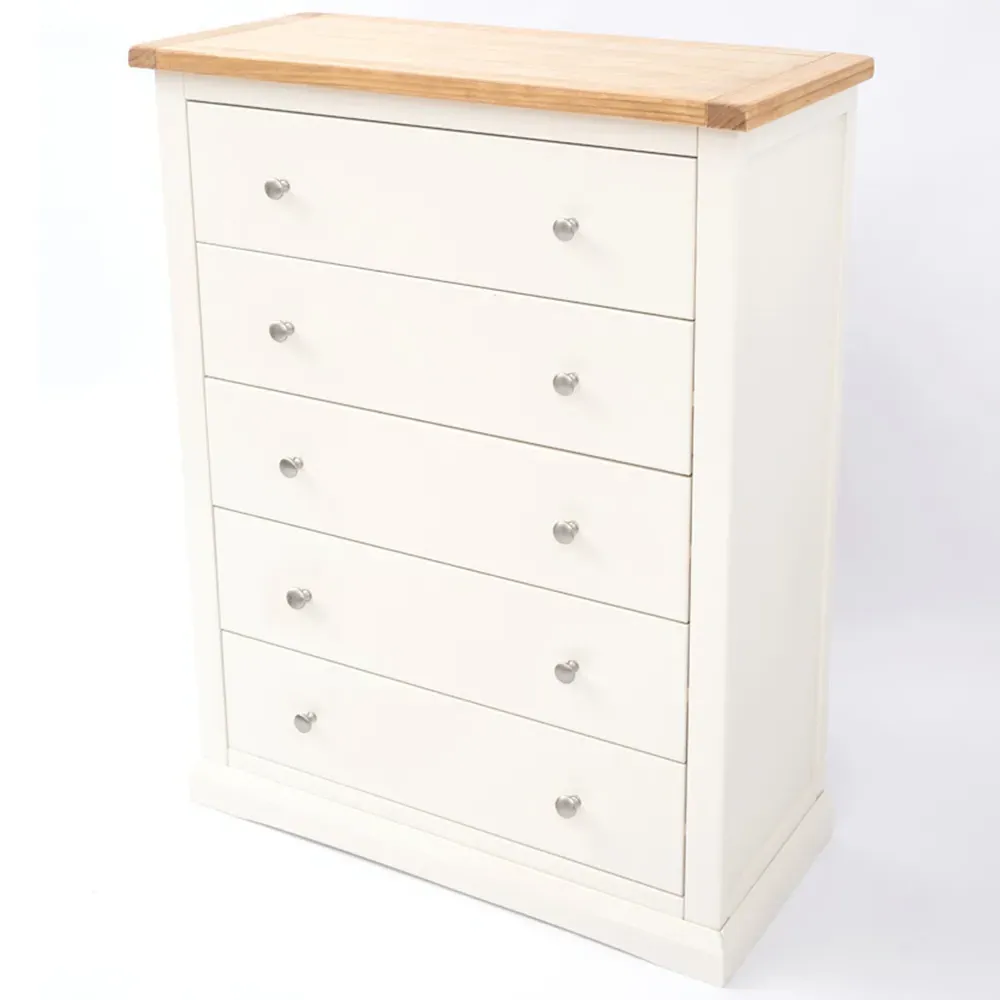 Castelli 5 Drawer Chest of Drawers - White, Pine