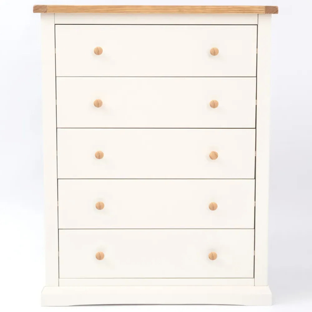 Castelli 5 Drawer Chest of Drawers - White, Pine Wood
