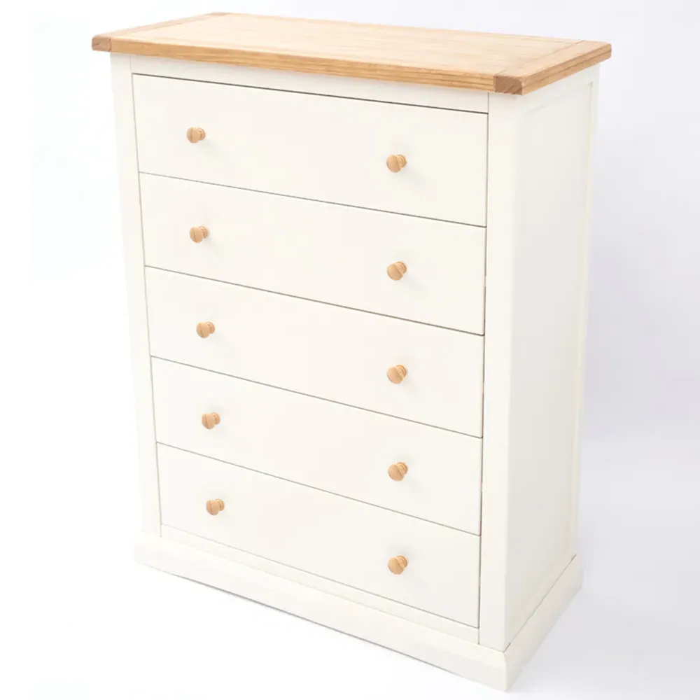 Castelli 5 Drawer Chest of Drawers - White, Pine Wood