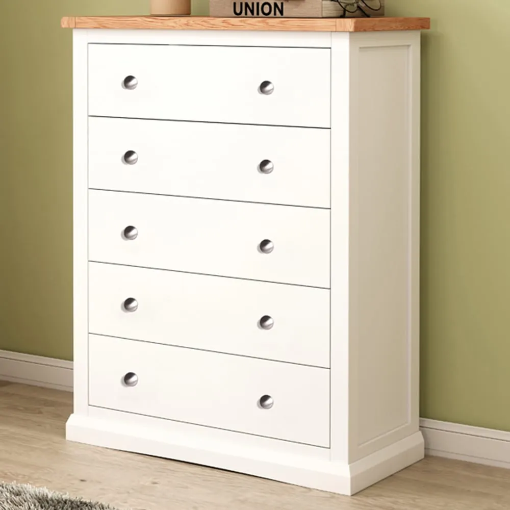 Castelli 5 Drawer Chest of Drawers - White, Pine image