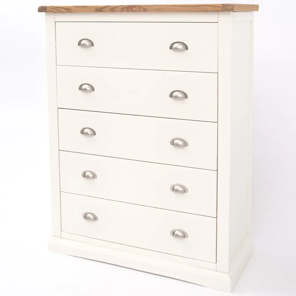 Cosenza 5 Drawer Chest of Drawers - White