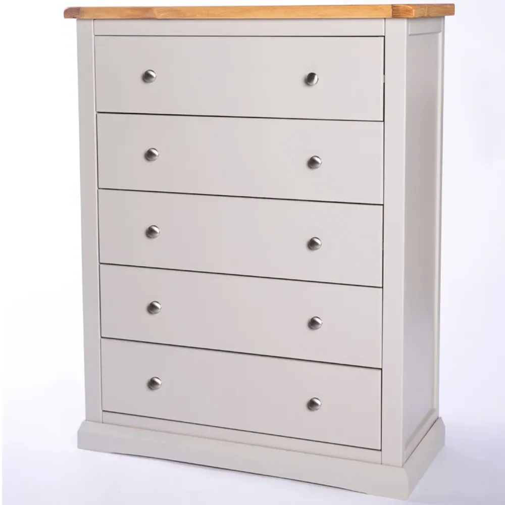 Loreo 5 Drawer Chest of Drawers - Grey, Pine