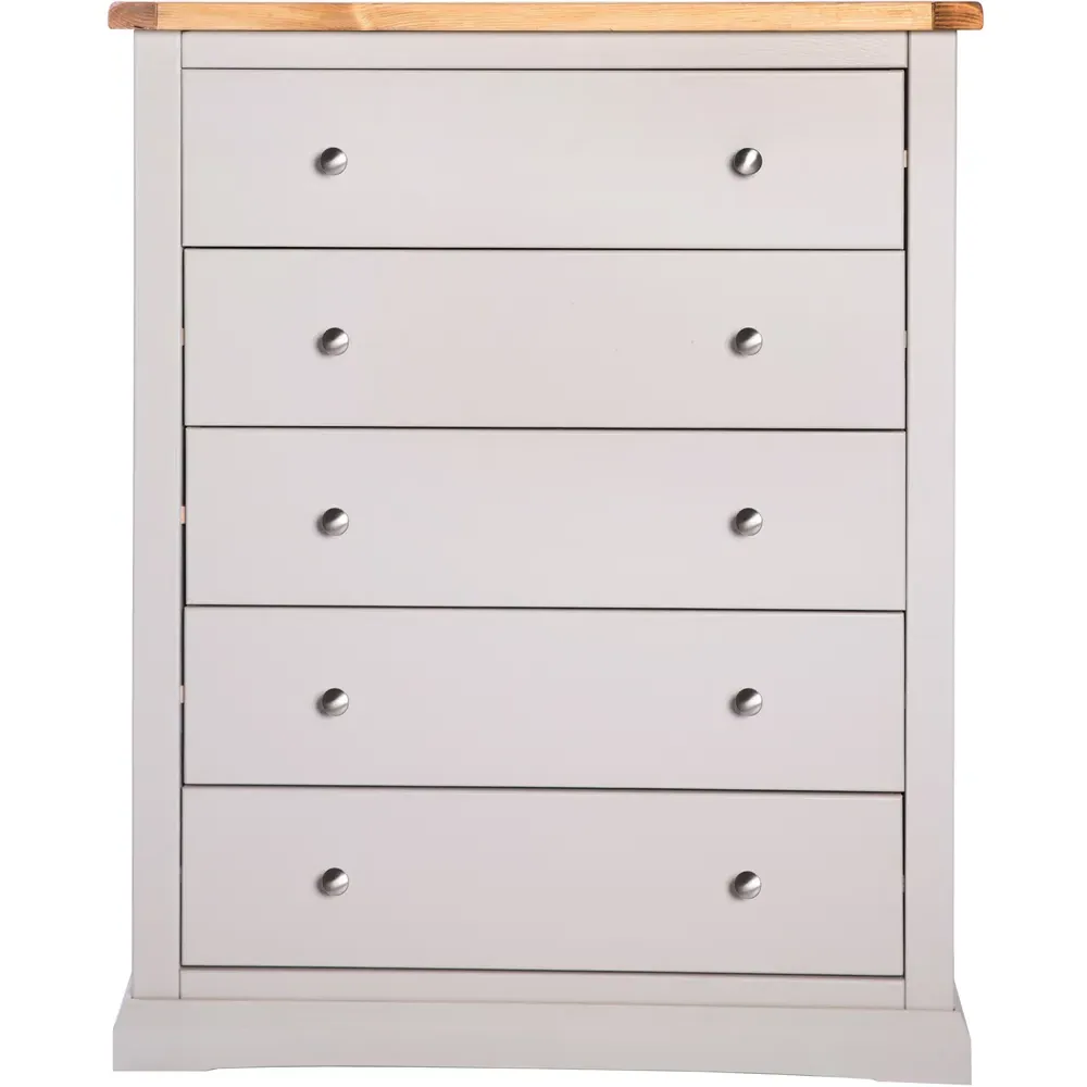 Loreo 5 Drawer Chest of Drawers - Grey, Pine