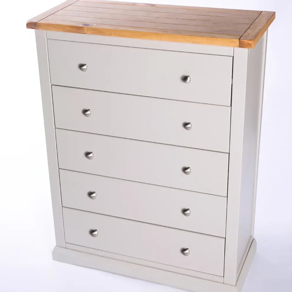 Loreo 5 Drawer Chest of Drawers - Grey, Pine