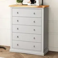 Loreo 5 Drawer Chest of Drawers - Grey, Pine