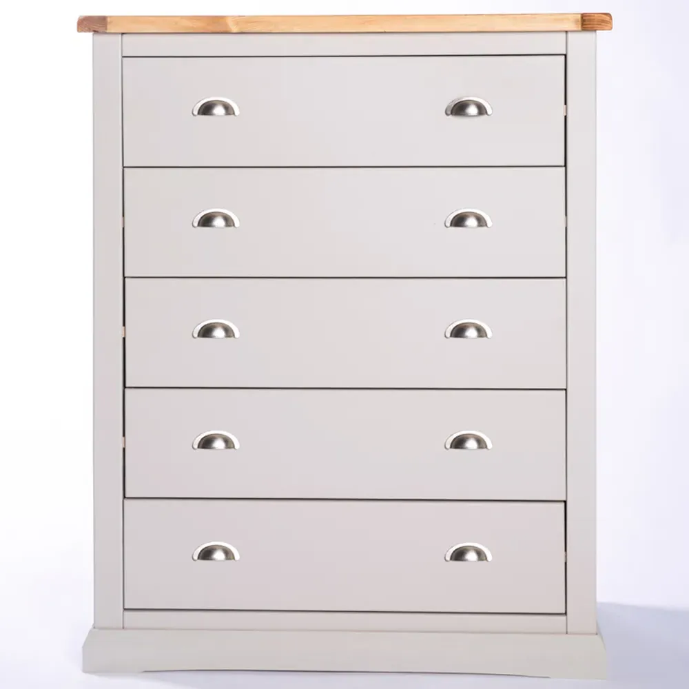 Loreo 5 Drawer Chest of Drawers - Grey, Pine