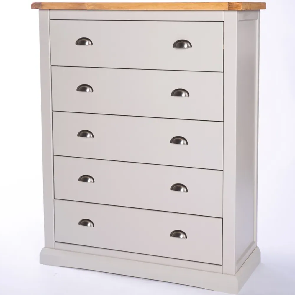 Loreo 5 Drawer Chest of Drawers - Grey, Pine