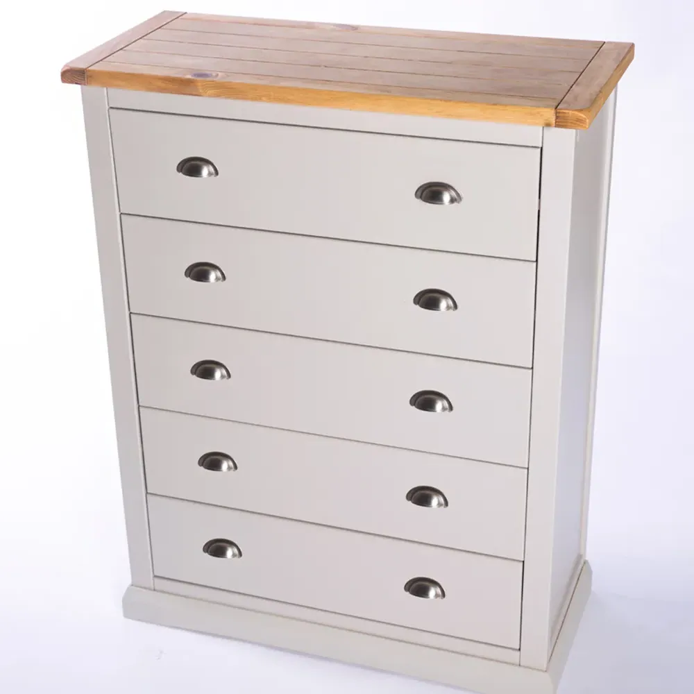 Loreo 5 Drawer Chest of Drawers - Grey, Pine