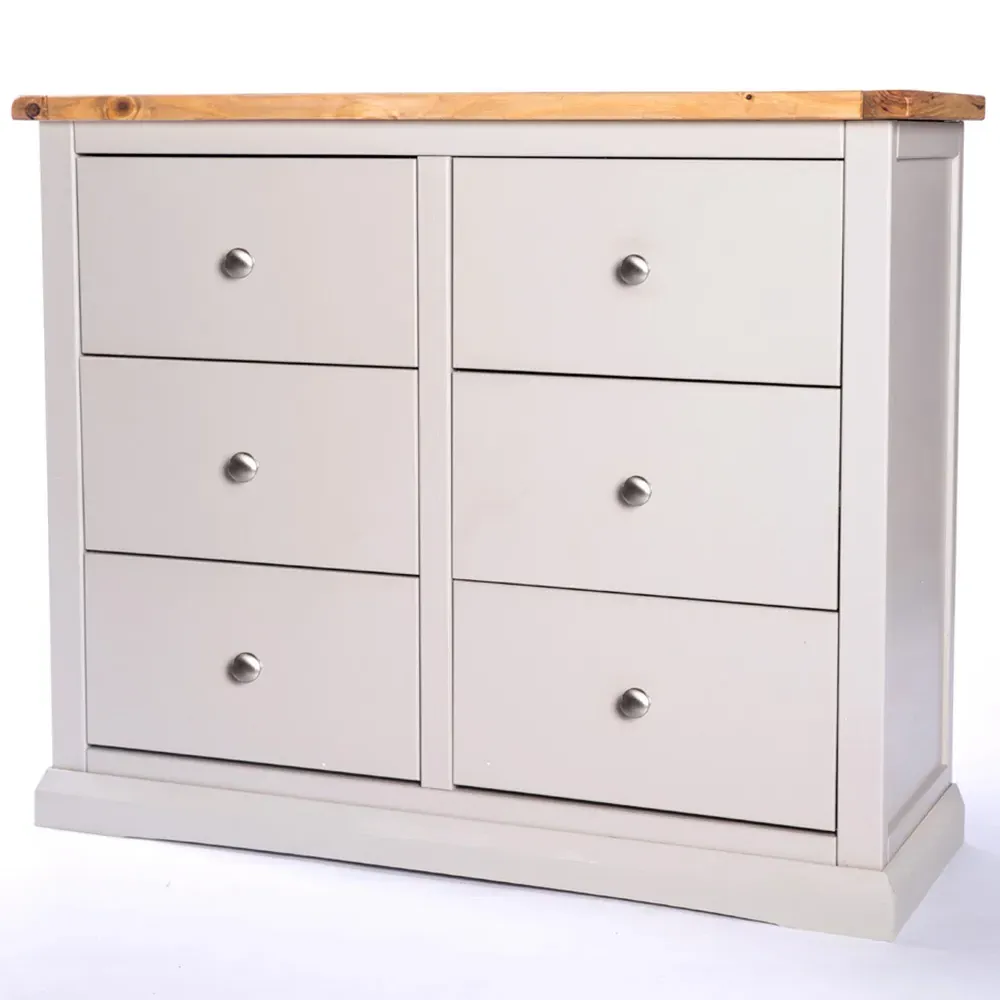 Loreo 6 Drawer Chest of Drawers - Grey, Pine