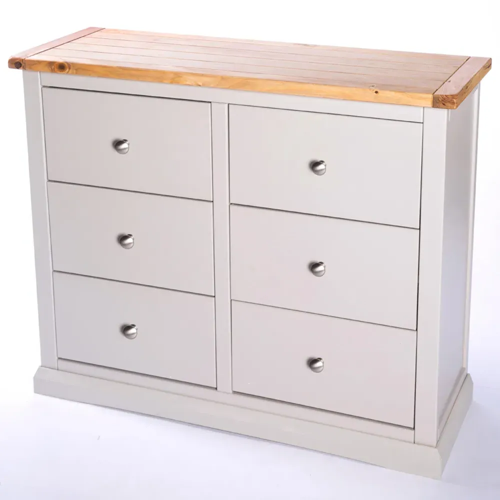 Loreo 6 Drawer Chest of Drawers - Grey, Pine