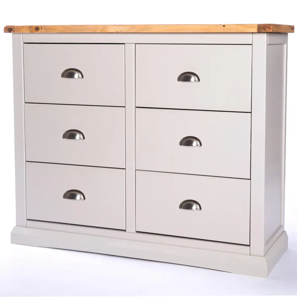 Loreo 6 Drawer Chest of Drawers - Grey, Pine