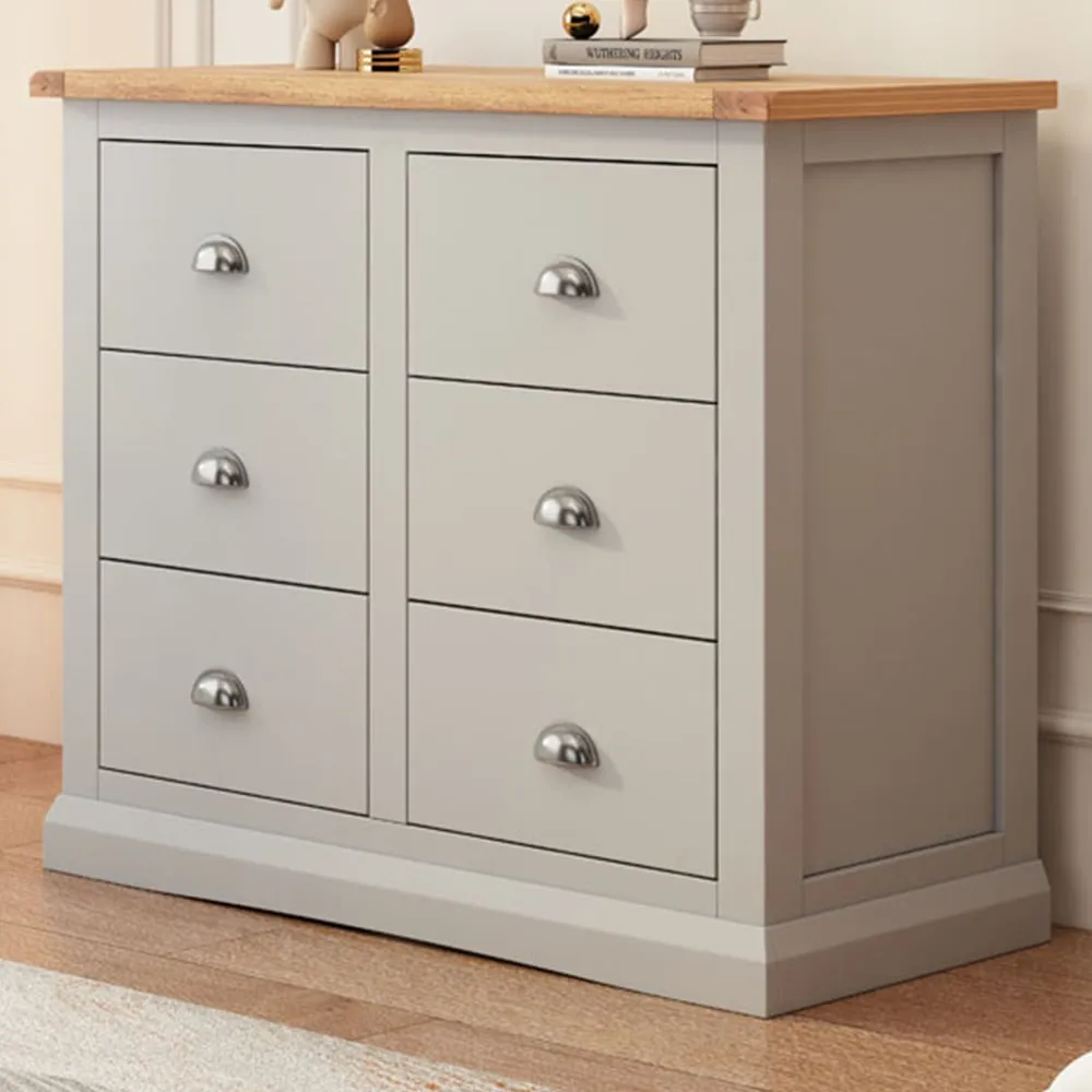 Loreo 6 Drawer Chest of Drawers - Grey, Pine