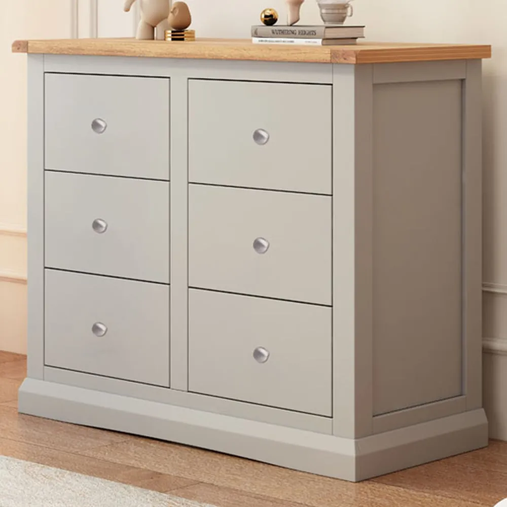Loreo 6 Drawer Chest of Drawers - Grey, Pine