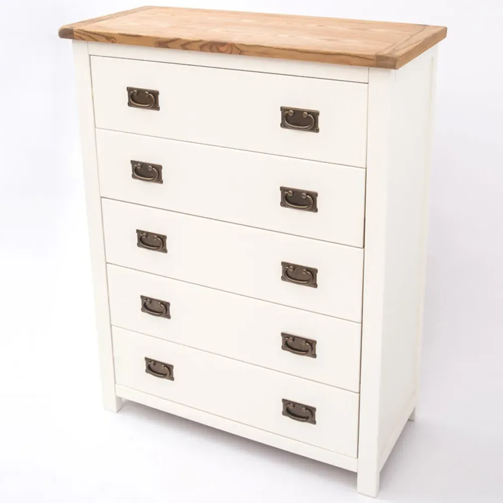 Lovere 5 Drawer Chest of Drawers - White