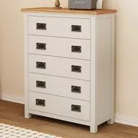 Lovere 5 Drawer Chest of Drawers - White