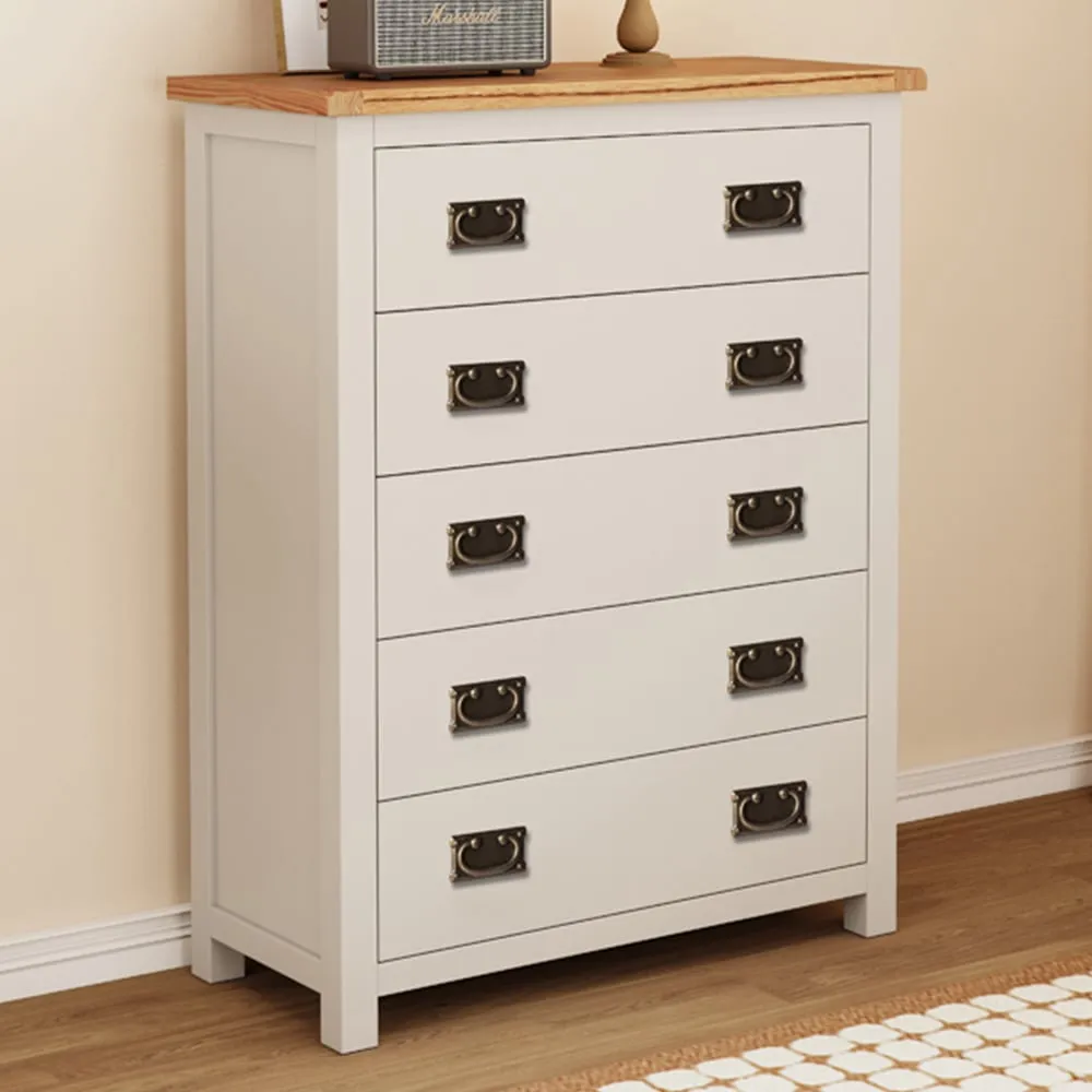 Lovere 5 Drawer Chest of Drawers - White image