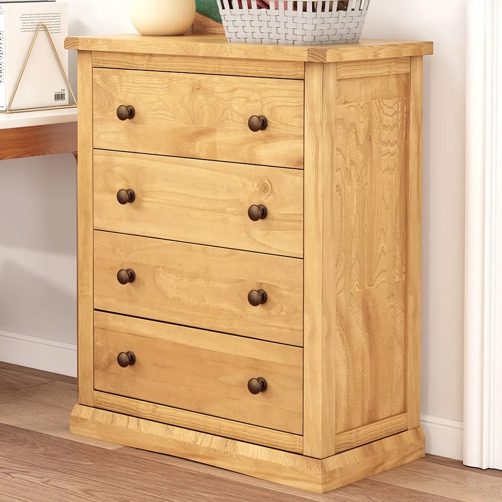 Lucca 4 Drawer Chest of Drawers - Brown, Pine image