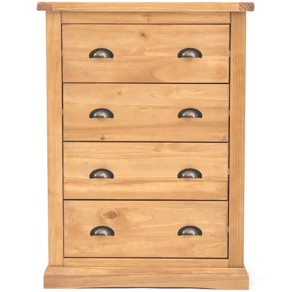 Lucca 4 Drawer Chest of Drawers with Brass Handles - Brown