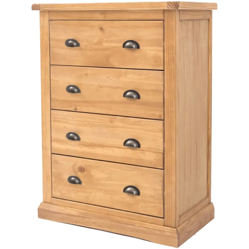 Lucca 4 Drawer Chest of Drawers with Brass Handles - Brown