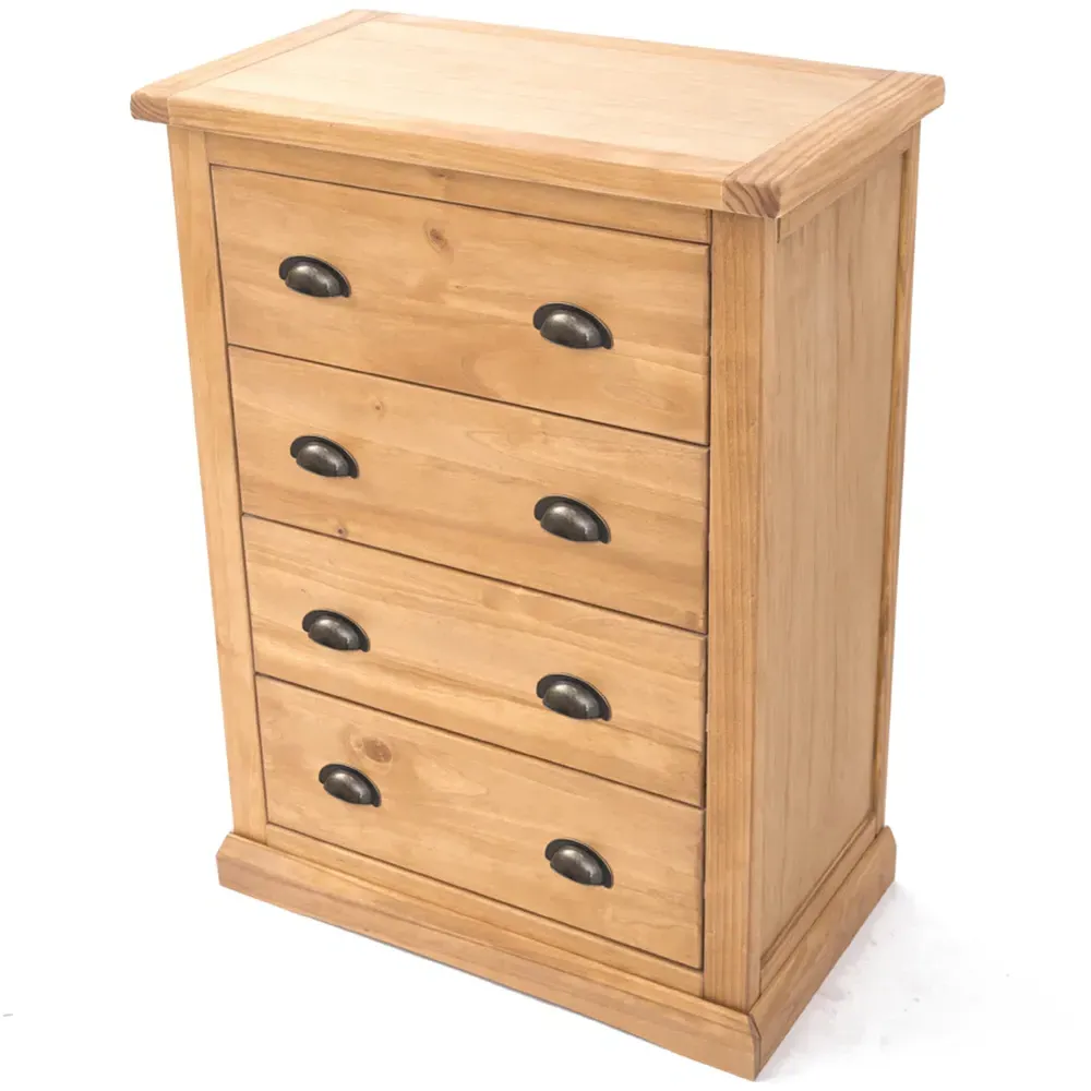 Lucca 4 Drawer Chest of Drawers with Brass Handles - Brown