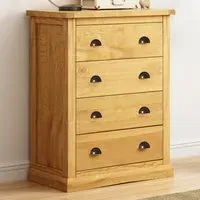 Lucca 4 Drawer Chest of Drawers with Brass Handles - Brown