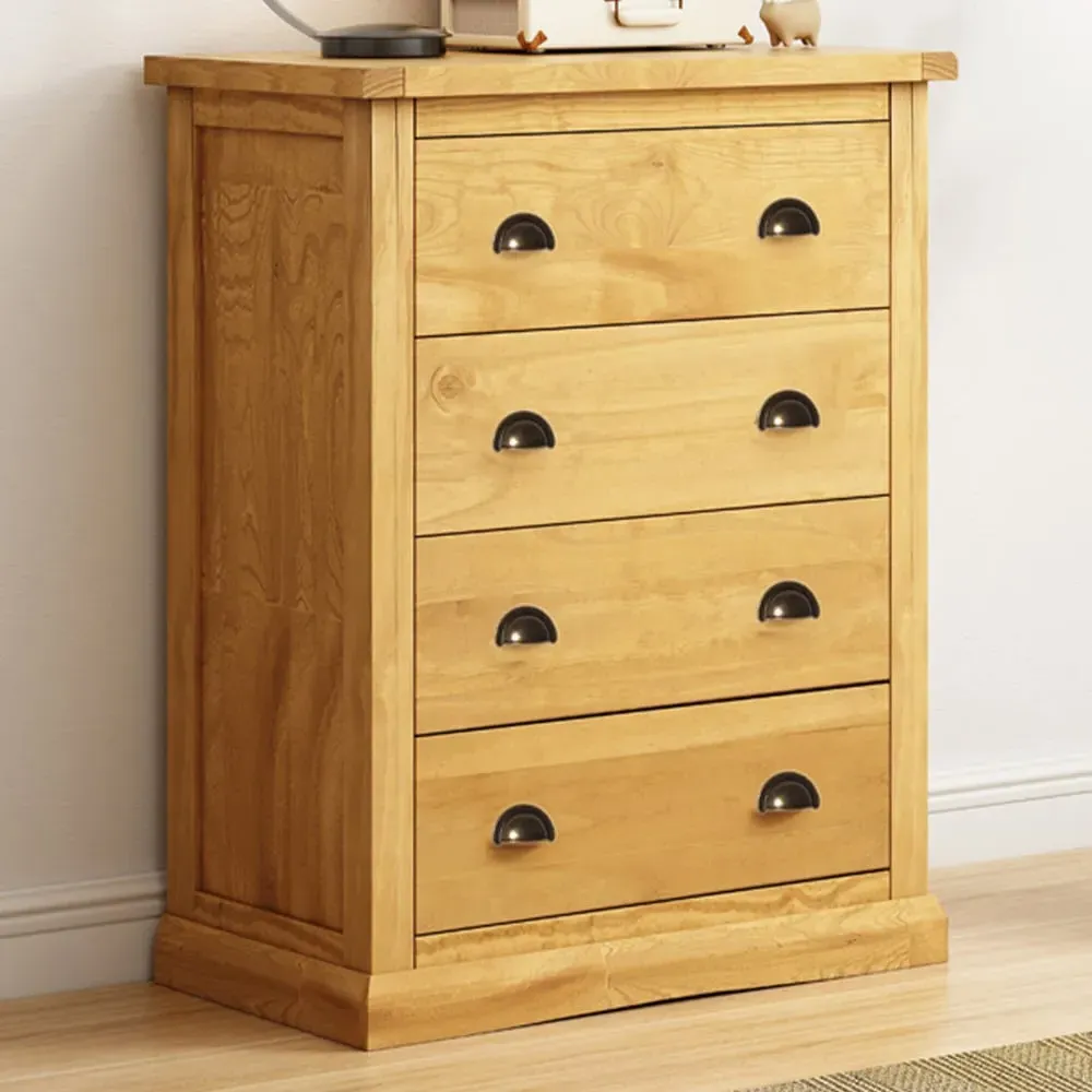 Lucca 4 Drawer Chest of Drawers with Brass Handles - Brown image