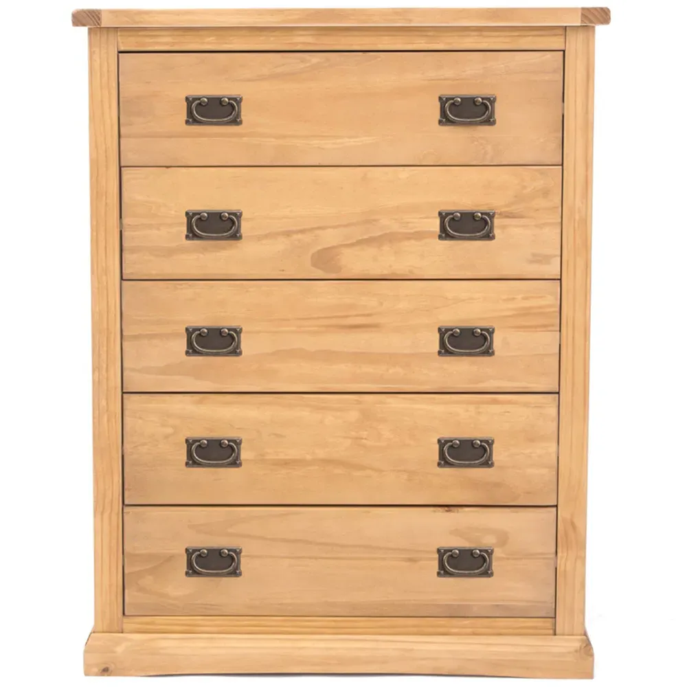 Lucca 5 Drawer Chest of Drawers - Brown, Pine