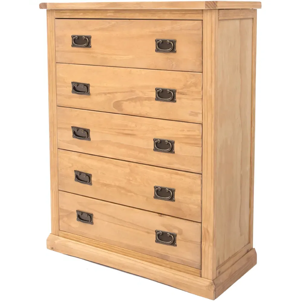 Lucca 5 Drawer Chest of Drawers - Brown, Pine