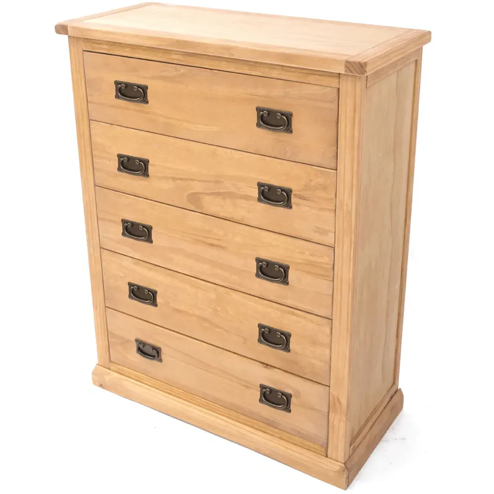 Lucca 5 Drawer Chest of Drawers - Brown, Pine