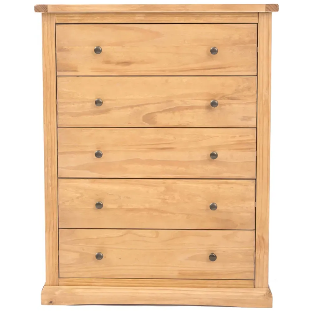 Lucca 5 Drawer Chest of Drawers - Brown, Pine