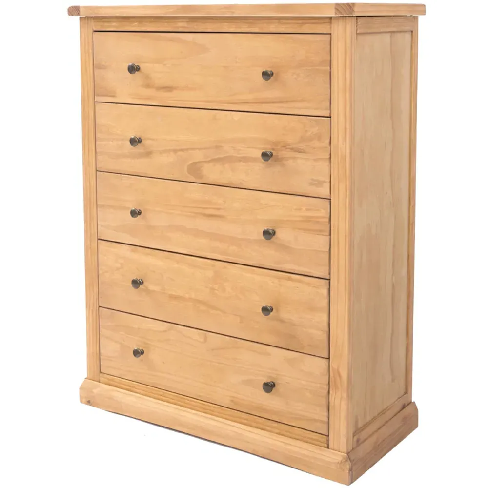 Lucca 5 Drawer Chest of Drawers - Brown, Pine