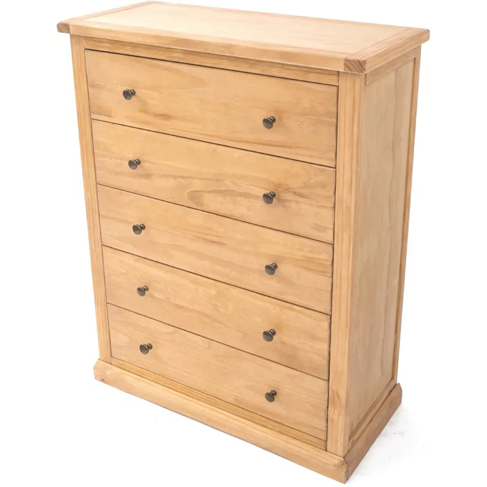 Lucca 5 Drawer Chest of Drawers - Brown, Pine