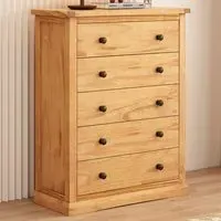 Lucca 5 Drawer Chest of Drawers - Brown, Pine