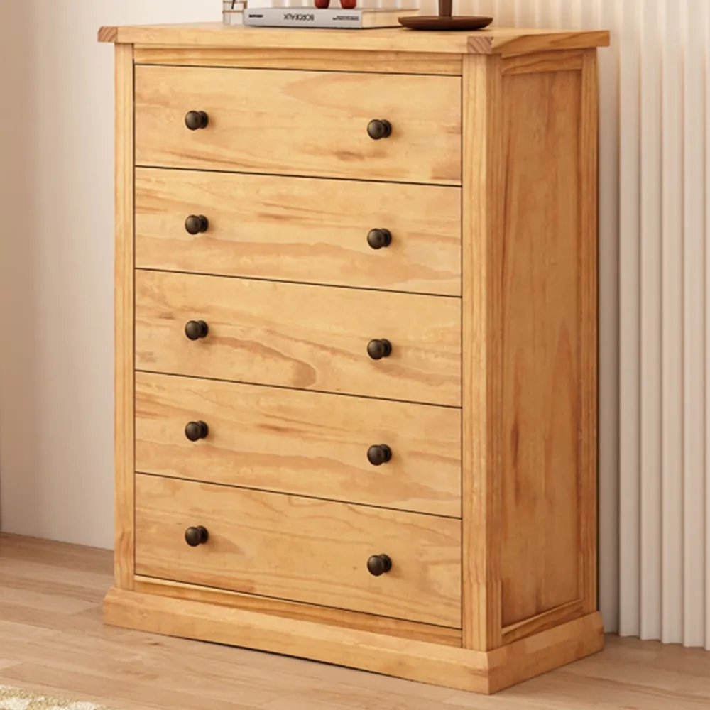 Lucca 5 Drawer Chest of Drawers - Brown, Pine image