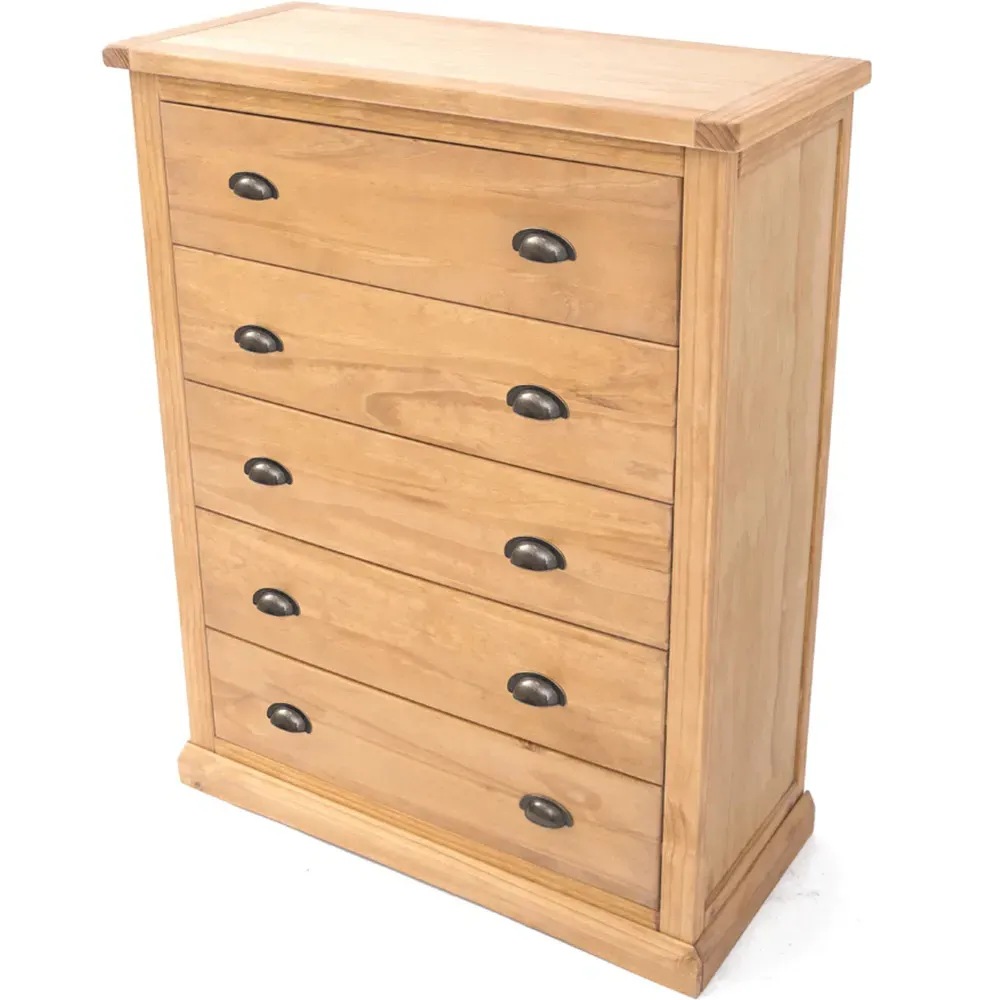 Lucca 5 Drawer Chest of Drawers - Brown, Pine