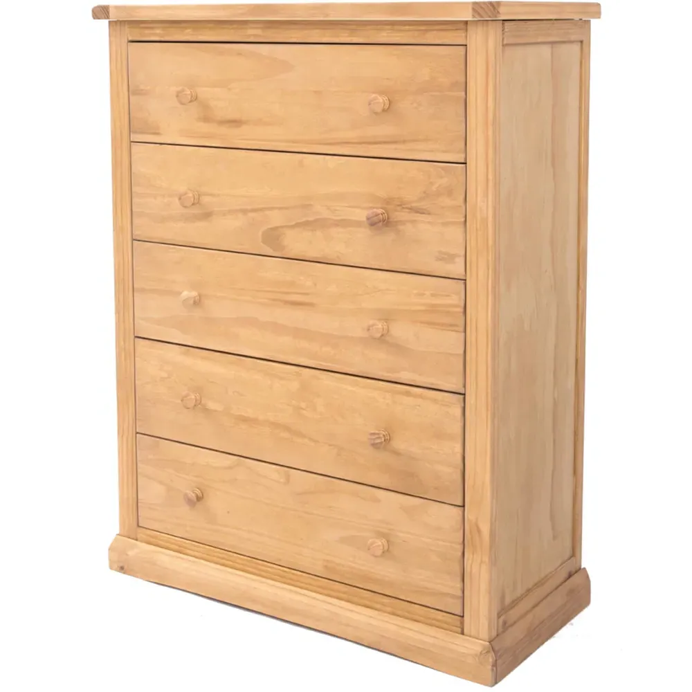 Lucca 5 Drawer Chest of Drawers - Brown, Pine Wood