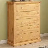 Lucca 5 Drawer Chest of Drawers - Brown, Pine Wood