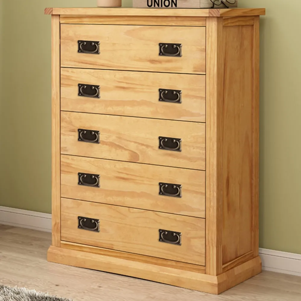 Lucca 5 Drawer Chest of Drawers - Brown, Pine image