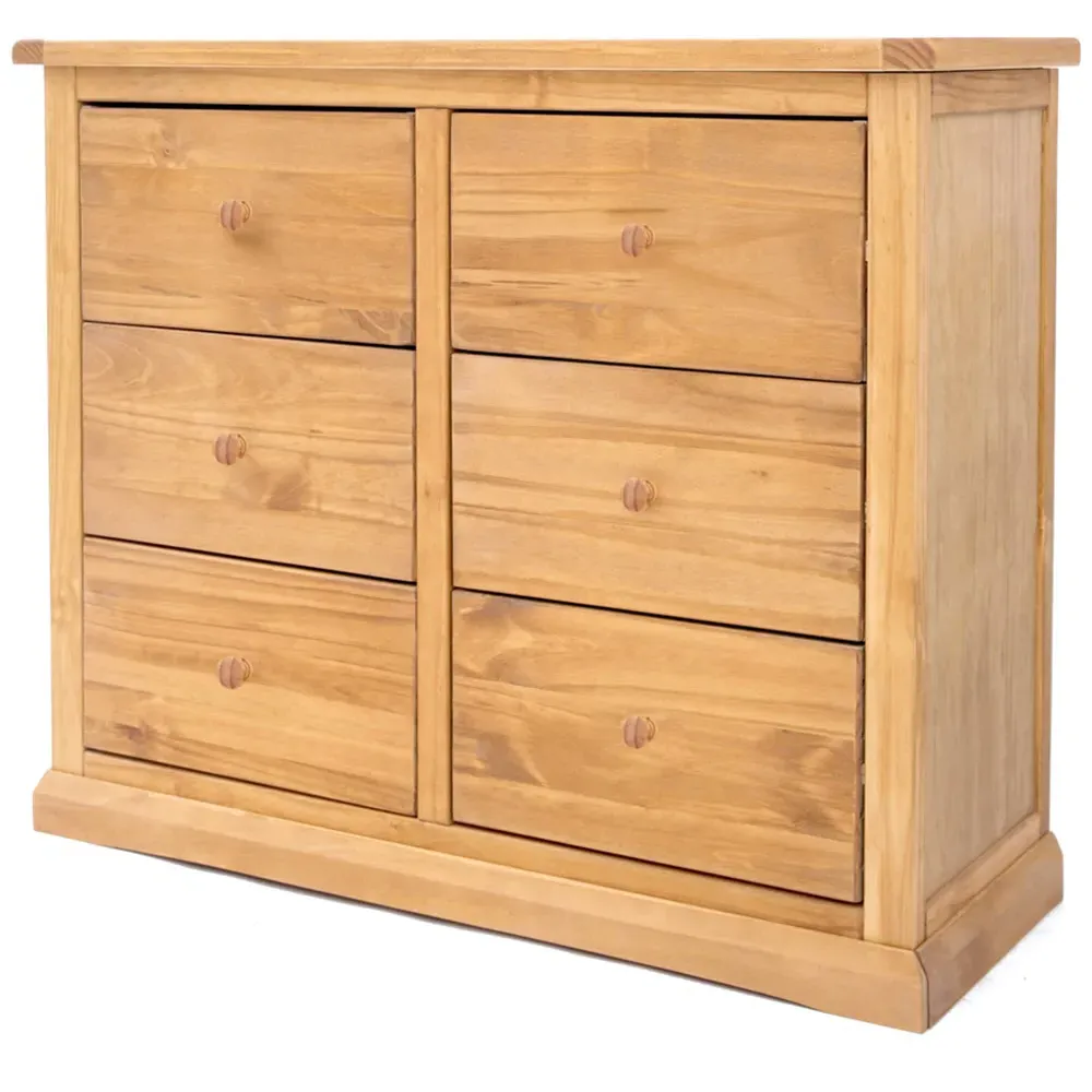 Lucca 6 Drawer Chest of Drawers - Brown, Pine Wood